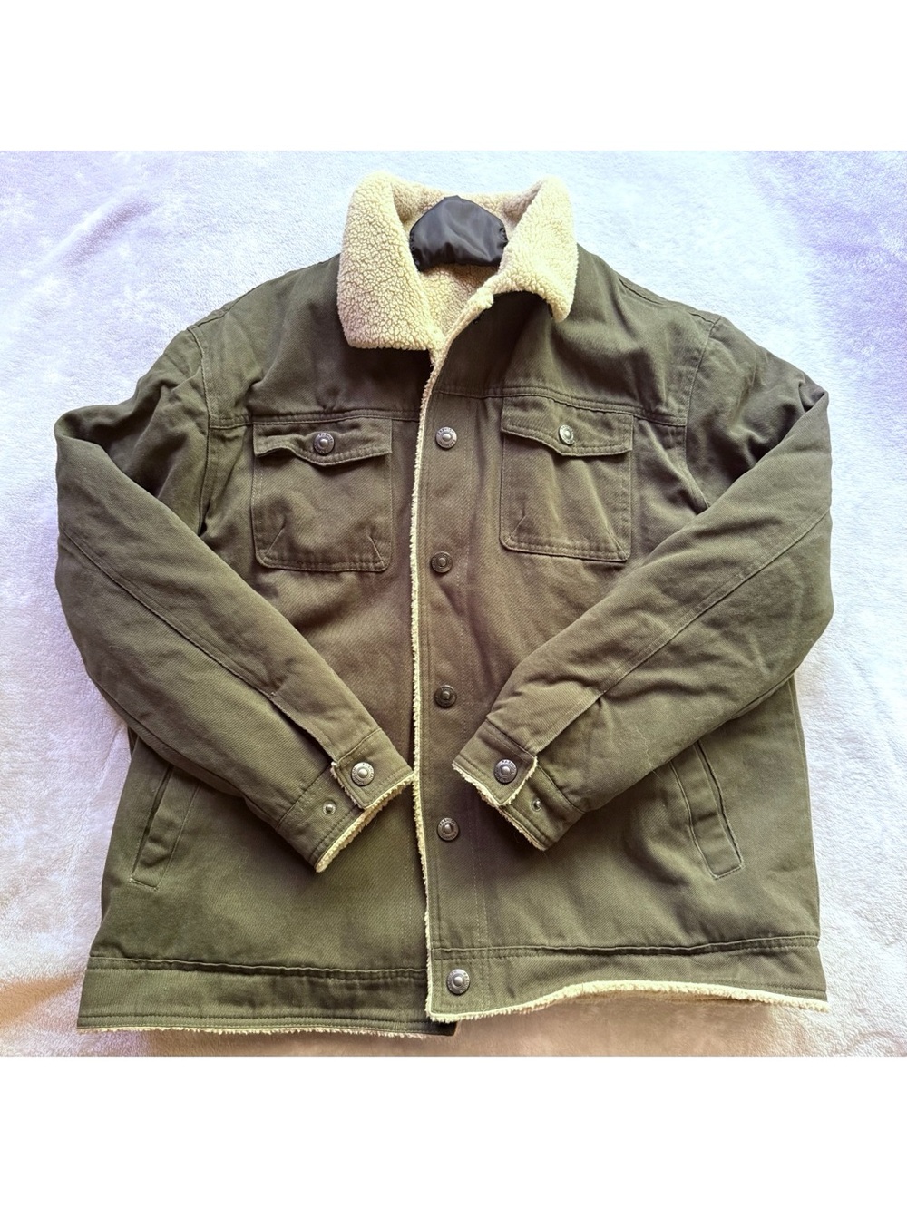 Men's brown plush lined utility jacket